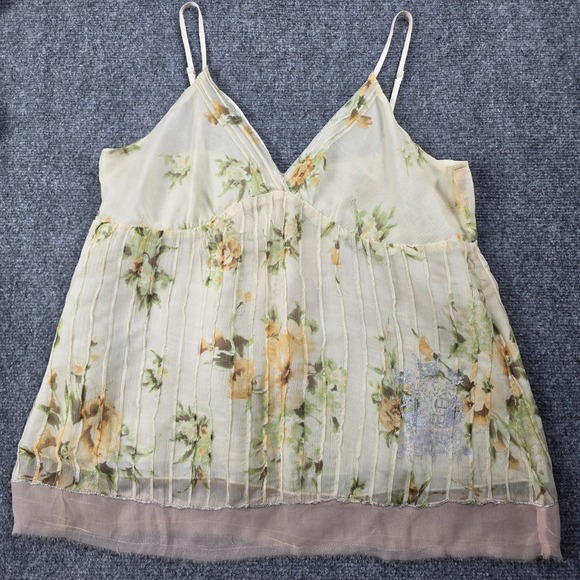 For Love and Liberty by Johnny Was M Y2K Babydoll Tank 100% Silk Butter Yellow - Picture 2 of 14